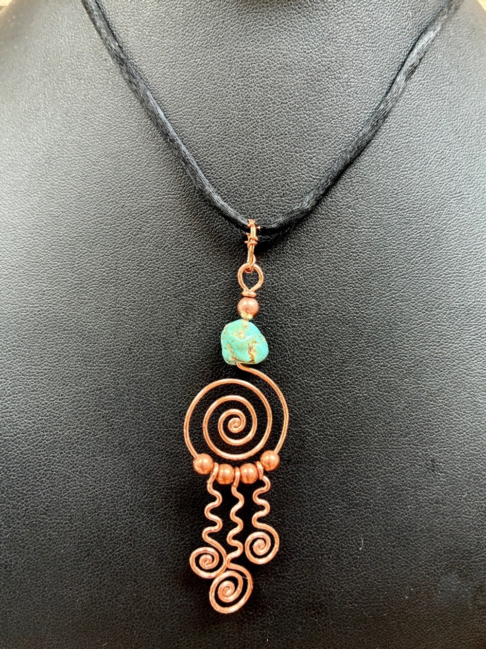 Indigenous Crafted Copper Spiral Pendant Necklace